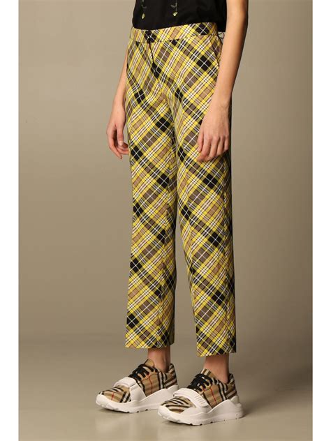 burberry style print trousers.